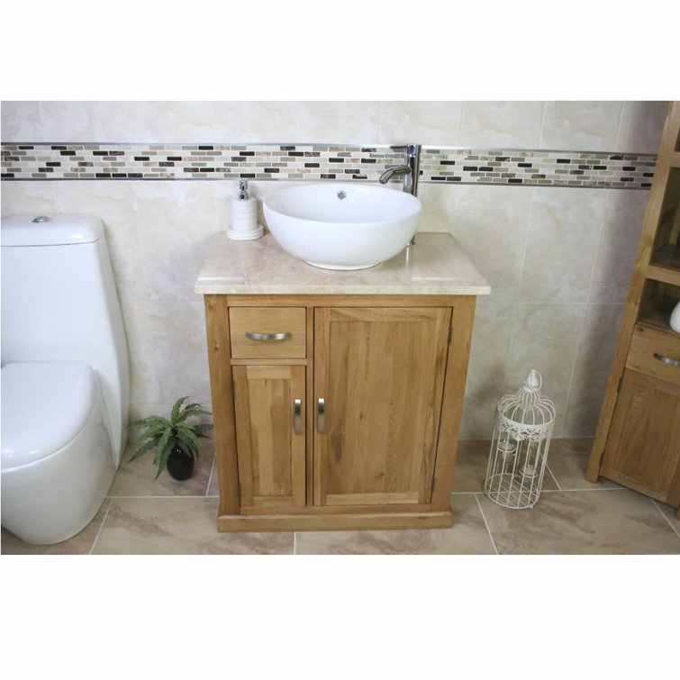 Belfry Bathroom Demartino Solid Oak 750mm Free-Standing Vanity Unit ...